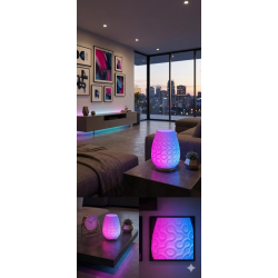 Lampe à Poser LED RGBW Imprimée 3D, Design Organique, Luminaire d'Ambiance Moderne pour Salon et Chambre