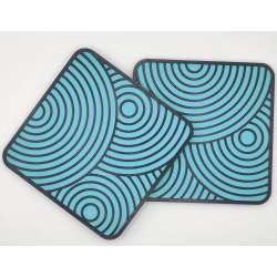 et de 6 Sous-Verres Design "Cercles Zen" avec Support Imprimé en 3D Description :  Apportez une touche d'élégance moderne et géo