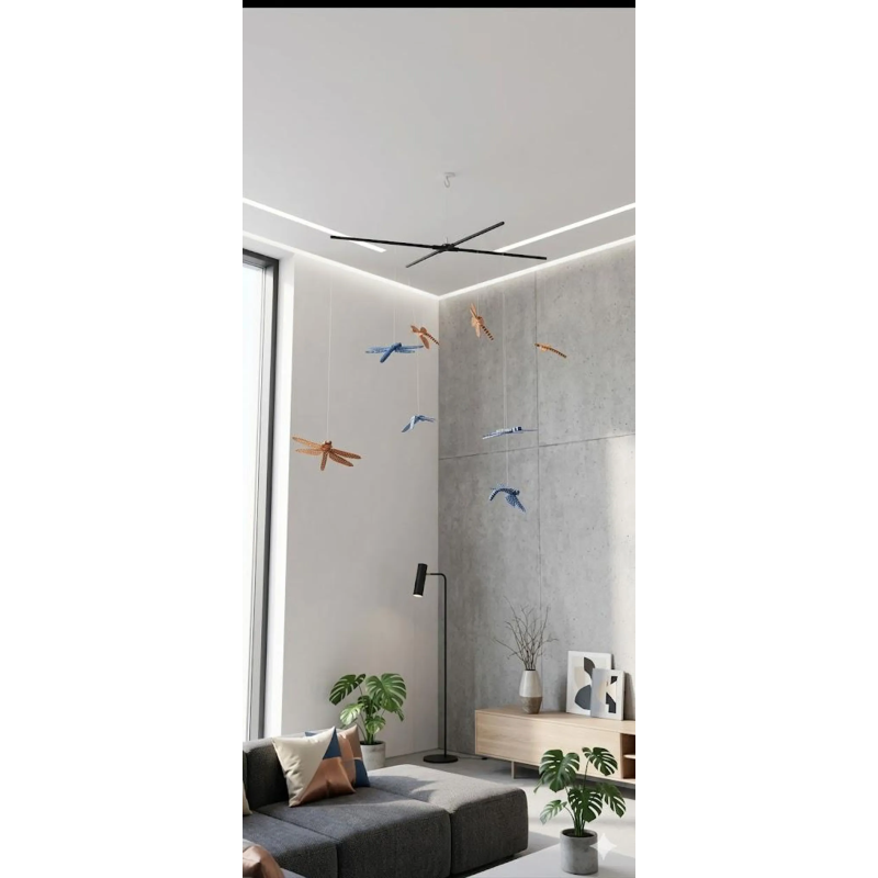 Apportez une touche de poésie, de légèreté et de sérénité à votre intérieur avec ce mobile décoratif de libellules. Entièrement