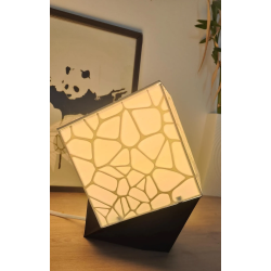Lampe Cube Voronoi en Impression 3D | Lampe à Poser Design Géométrique, Veilleuse Ambiance Moderne, Luminaire Original pour Salo