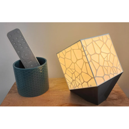 Lampe Cube Voronoi en Impression 3D | Lampe à Poser Design Géométrique, Veilleuse Ambiance Moderne, Luminaire Original pour Salo