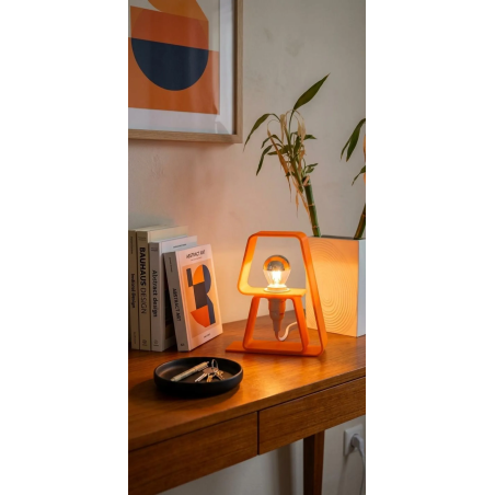 Lampe à Poser Design Pop Orange – Luminaire d'Ambiance Retro Vintage & Moderne – Lampe de Chevet Originale en Impression 3D