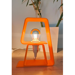 Lampe à Poser Design Pop Orange – Luminaire d'Ambiance Retro Vintage & Moderne – Lampe de Chevet Originale en Impression 3D